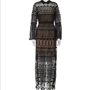 Self-Portrait Long Maxi Lace Black Dress Collar